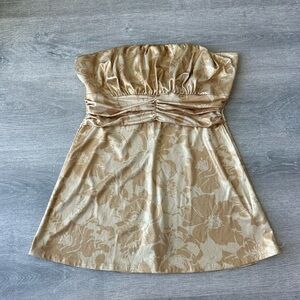 USA vintage gold babydoll strapless top with ruffles details size M